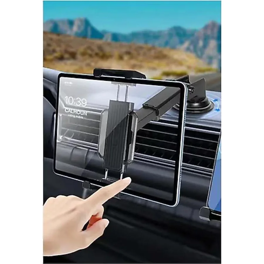 Asfal 14 İnç Uyumlu Araç İçi Telefon Ve Tablet Tutucu 360° Dönebilen Masaüstü Telefon Ve Tablet Standı