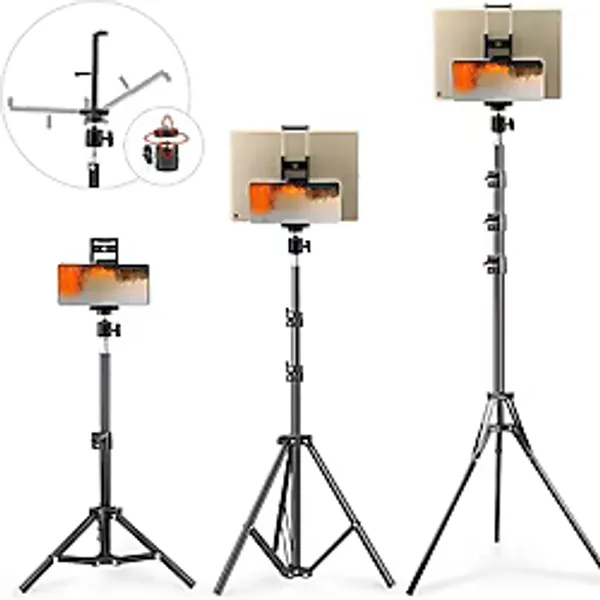 Asfal 360 Derece Döner Başlıklı Tablet Ve Telefon Tutucu Stand 210 Cm Tripod 2 In 1 Metal Ayaklı Stand
