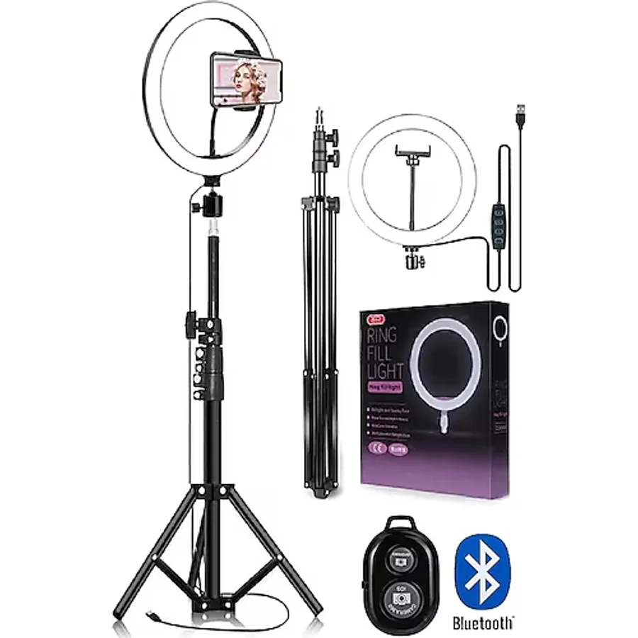 Asfal Kumandalı Youtuber Selfie LED Işıklı 210 cm Tripod 10 Inç(26 Cm) Kuaför Makyaj Işığı Tiktok Işığı