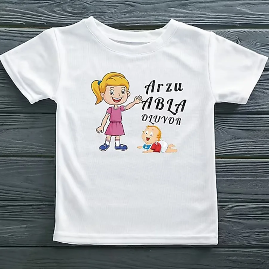 Asilcom Abla Oluyor Erkek Bebek Çocuk Tişört - 001 - Beyaz - 3 Yaş