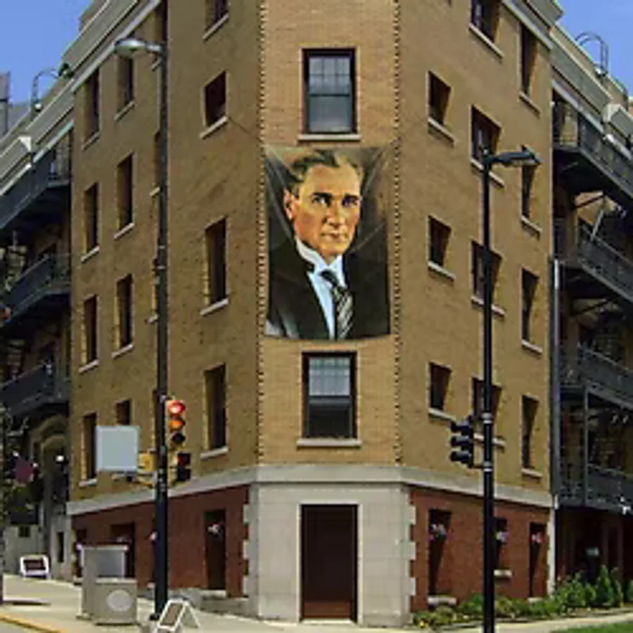 Asilmeydan Sivil Gazi Mustafa Kemal Atatürk Portre Poster Cephe Bayrağı - 2x3 Metre - Renkli
