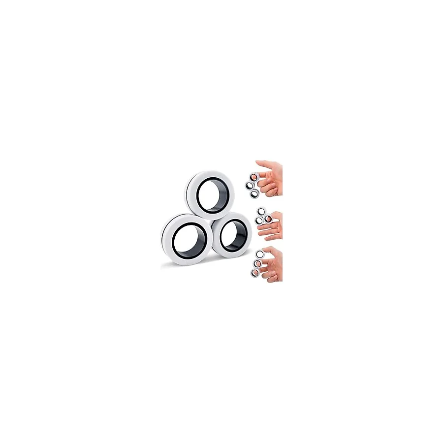 AsioWELY Manyetik Yüzük DEHB Oyuncaklar Fidget Oyuncakları Yetişkinler, 3 Parmak Yüzüğü Stres Önleyici Parmak Yüzüğü için 3 - 6 - 8 yaş + yaş için