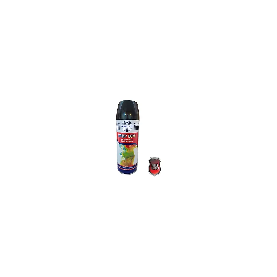 Asmaco Akrilik Sprey Boya 400 ml - Metal, Ahşap, Plastik, Seramik, Cam, Oto Yüzeylere Uygun Renkler - Parlak Siyah