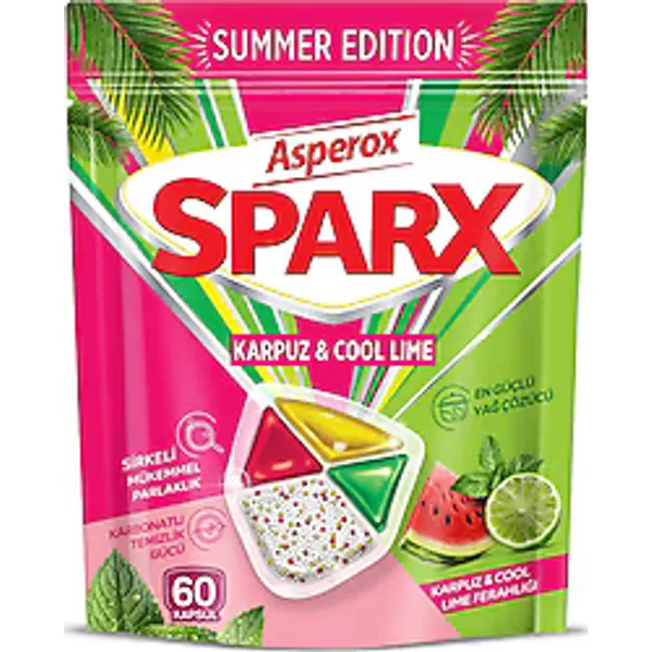 Asperox Sparx Summer Edition Karpuz ve Cool Lime Bulaşık Makinesi Tableti 60'lı