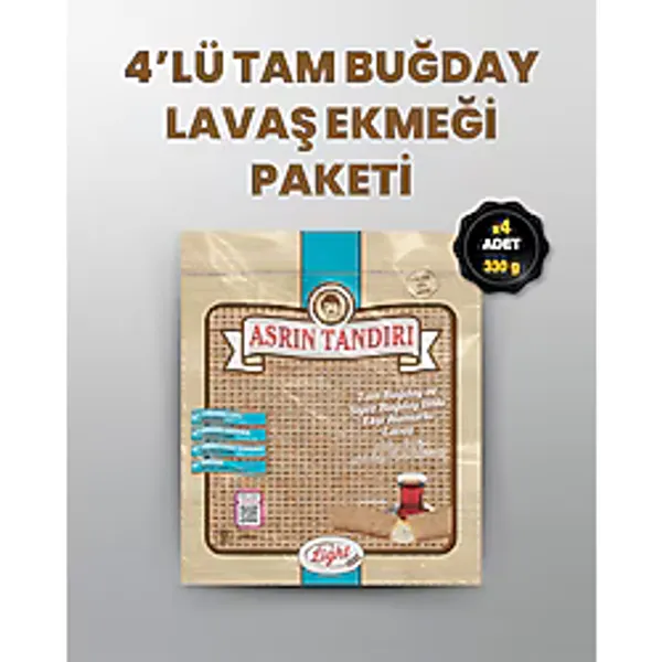 ASRIN TANDIRI 4'LÜ PAKET ( 4 Paket Paket Ekşi Hamurlu Tam Buğday Lavaş Tandır Ekmeği (diyabetik Ekmek) 330 Gr.