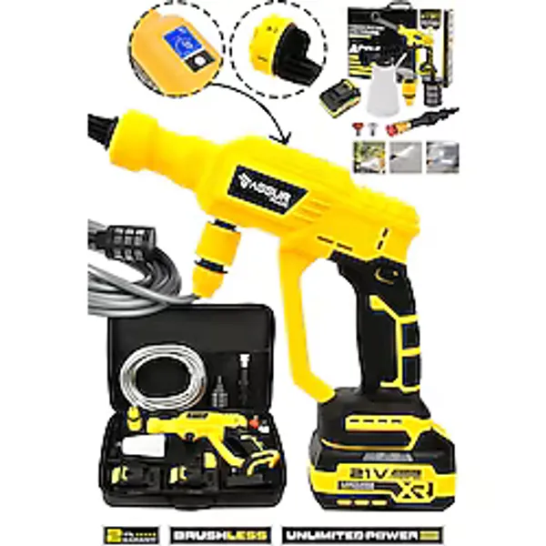 Assur Plus 21V Kömürsüz Motor Yüksek Basınçlı Akülü Oto Araba Yıkama Makinesi Şarjlı