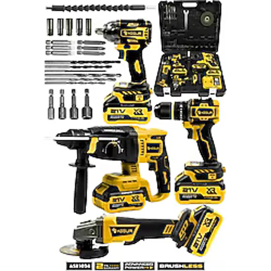 Assur Profesyonel 21V Akülü Kırıcı Delici Hilti & Taşlama & Matkap & Somun Sıkma Sökme 4'lü Set