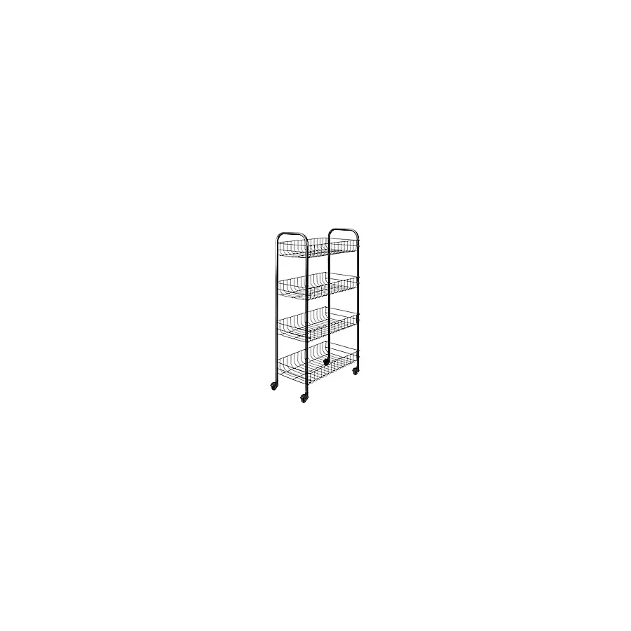 Astera 4 Katlı, Tekerlekli, Servis Arabası, 41X23X84 Cm, Plastik Kaplamalı, Siyah