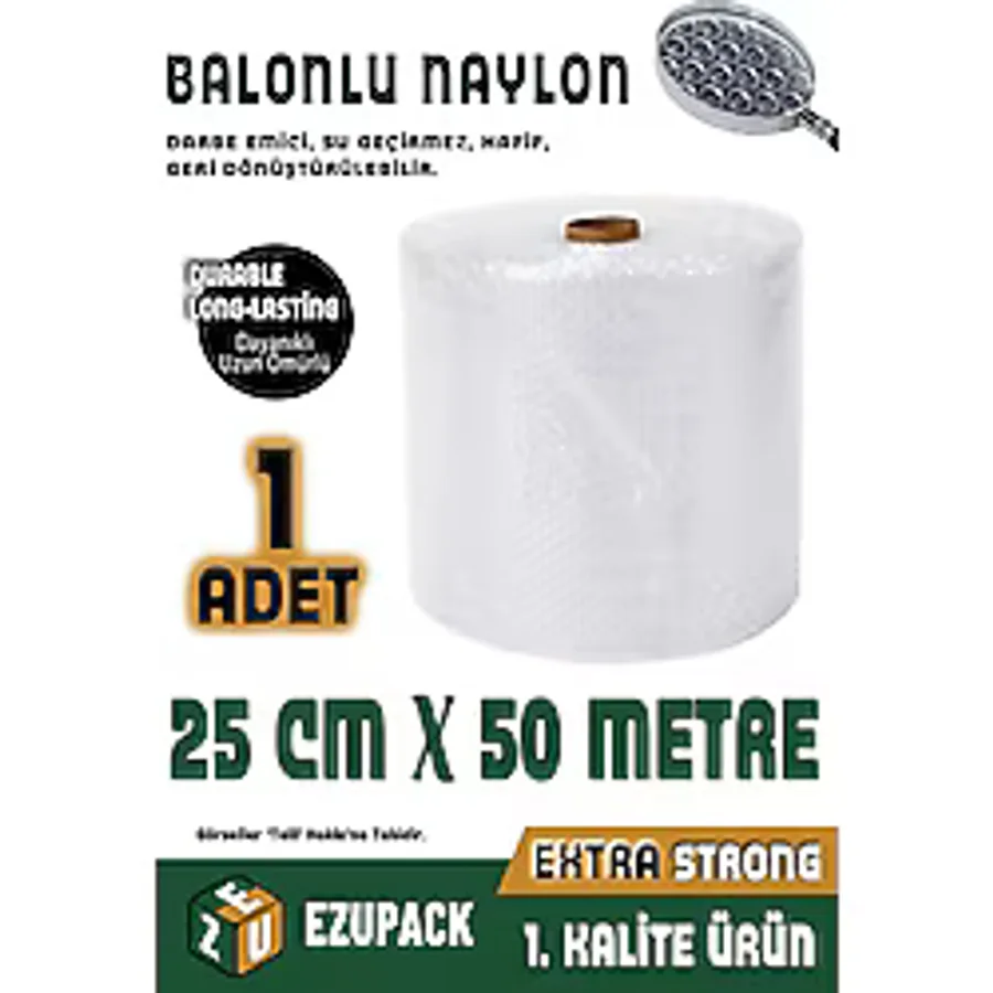 Astor Ambalaj Özel Ebat 25 cm x 50 Metre Balonlu Naylon Patpat Kalın Havalı Naylon Pat Pat Pıt Pıt