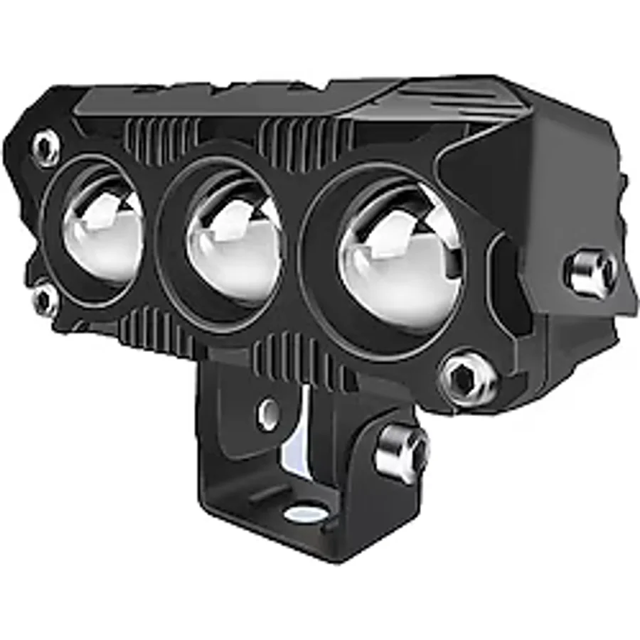 Astra Led 2 Adet Led Spot Işık Ve Sarı Beyaz Projektör Lens 3 Gözlü Dikdörtgen Baykuş Led Off Road Lamba Motosiklet