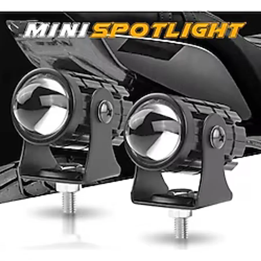 Astraled Beyaz / Sarı Renkli Universal Motosiklet Sis Farı Mini Spot Lens Led Far Uyumlu 1 Adet