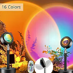 asua Gece Lambası Projektör Kumandalı Gün Batımı 16 Farklı Görüntü Sunset Lamp Yeni Çocuk Odası