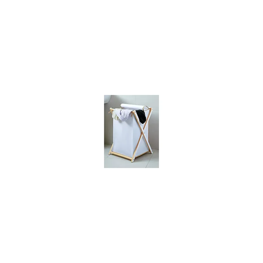 Asudehome Ev Gereçleri Ahşap Kirli Çamaşır Sepeti Banyo Düzenleyici Katlanır Çamaşır Sepeti 35X35X60 cm - Beyaz