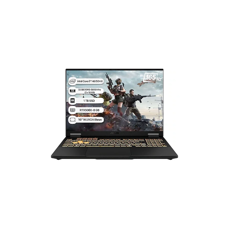 Asus TUF Gaming F16 FX608JMR-RV078 i7-14650HX 32 GB 1 TB SSD RTX5060 16" WUXGA Gaming Laptop