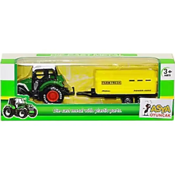 Asya Oyuncak 18 Cm Römorklu Metal Traktör 955-167-Yeşil