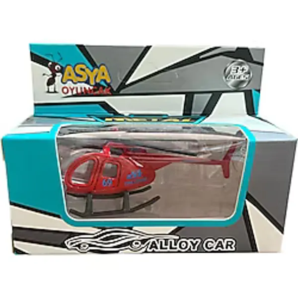 Asya Oyuncak Tekli Metal Helikopter 1688-7F-Kırmızı
