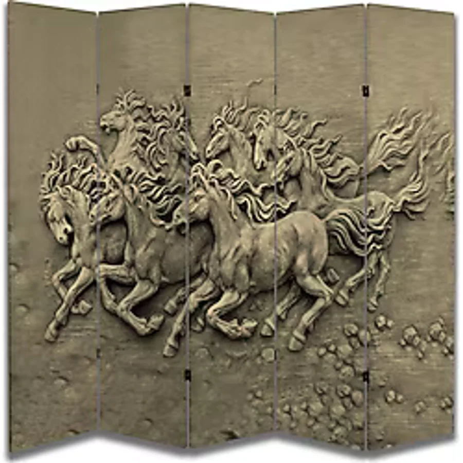 At Temalı Özel Tasarım Paravan Room Divider 180 x 200 cm - Renkli