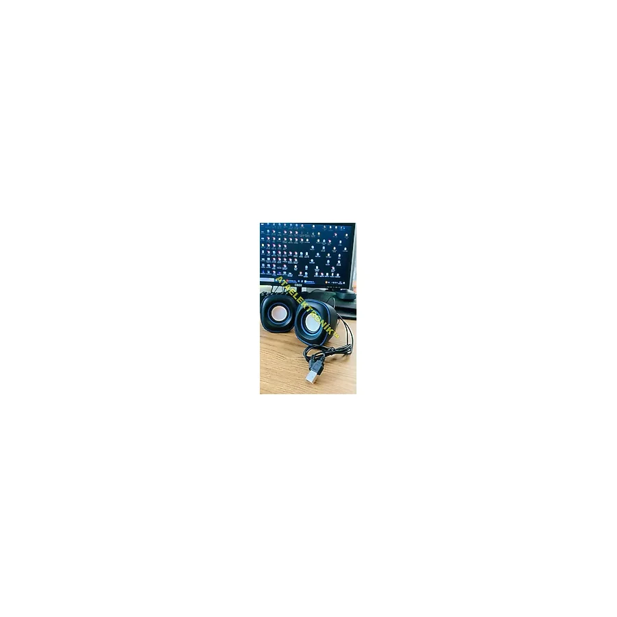 Ata Elektronik 1+1 Multimedya USB Bilgisayar Laptop Uyumlu Hoparlör Speaker Kablolu USB AUX - Siyah