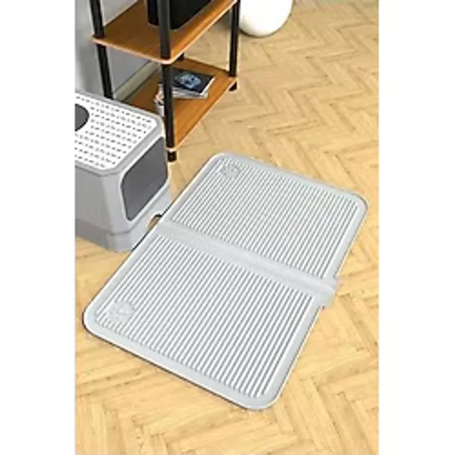 Ata Home Silikon Mama ve Kum Matı Havuzlu Yıkanabilir Kedi Tuvaleti Önü Kedi Kumu Paspası Büyük Boy 40 x 60 cm - Gri