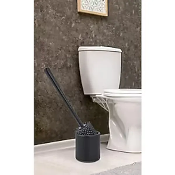ATA HOME Silikon WC Tuvalet Banyo Fırçası Klozet Fırçası Siyah Oval