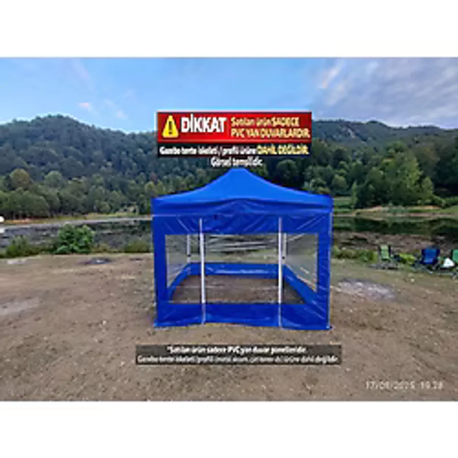 Atabay Outdoor Gazebo Tente PVC Yan Duvar Seti (1 Kapı Girişli) (Tente ve Üst Kumaş Dahil Değildir) - Mavi