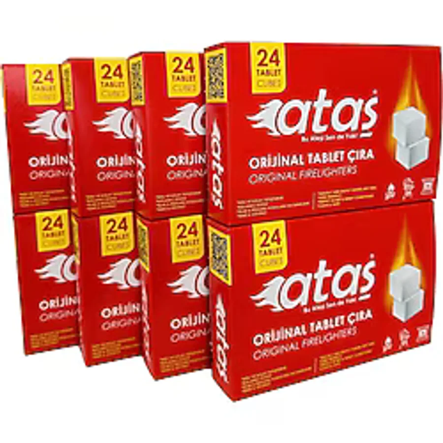 ATAŞ Mangal Kömür Semaver Firelighter Cubes Igniter Tablet Çıra 24 X 8'li Paket