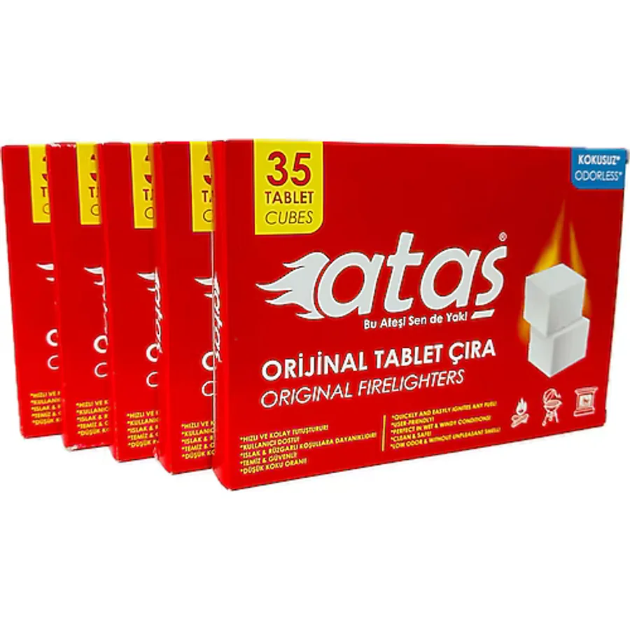 ATAŞ Mangal Kömürü Şömine Soba Tutuşturucu Tablet Çıra 35li x 5 Adet