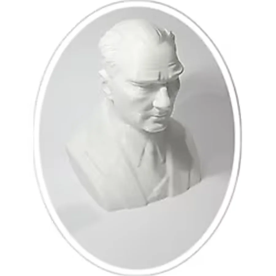 Atatürk Heykeli Biblo, Beyaz, Plastik, Doğa Temalı, Dekoratif Tasarım, 10.5x8.5 cm, Ev ve Ofis Dekorasyonu