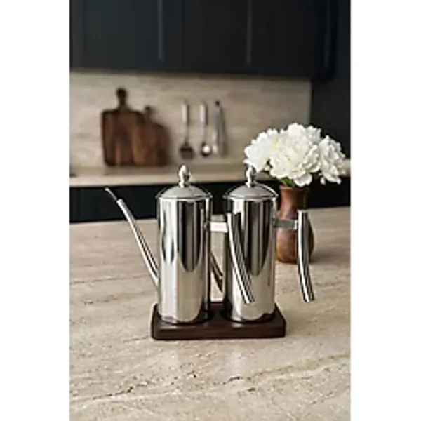 Atbyhome 2'Li Çelik 3 Parça 700ml Standlı Çok Amaçlı Demlik Yağlık Yağdanlık Seti