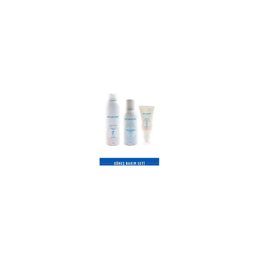 Athenias Güneş Bakım Seti Vücut güneş kremi + Yüz güneş kremi + Güneş sonrası spray