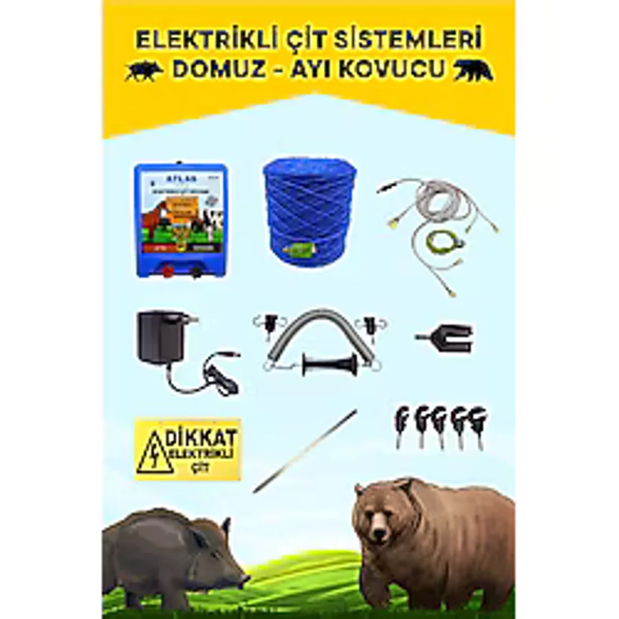 Atlas Elektrikli Bahçe Çiti 5 Yıl Garanti 1000mt Ömürlük Set Ürün No2