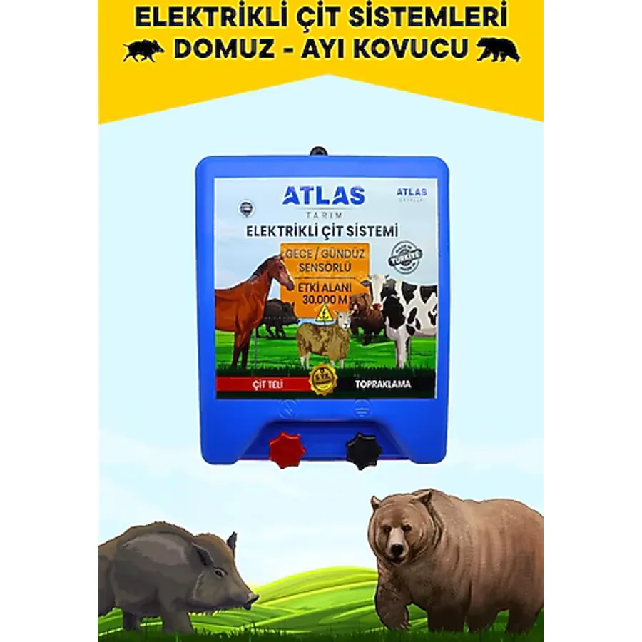 Atlas Elektrikli Çit Cihazı Domuz Ayı Kovucu 5 Yıl Garanti