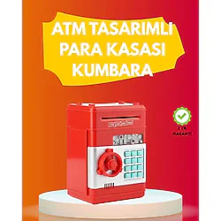 ATM Görünümlü Kırmızı Elektronik Şifreli Kumbara