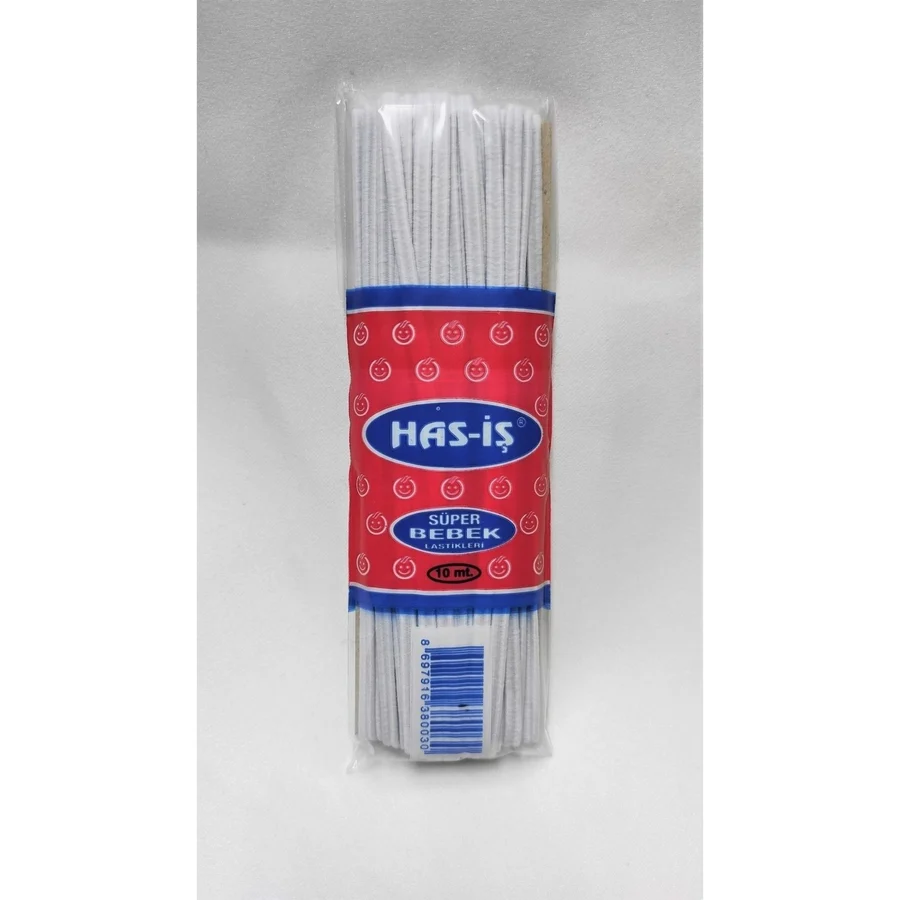 ATMACA TUHAFİYE Has-iş Beyaz Bebe Lastiği Yumuşak Lastik 10 Metre Bel Paça Don Lastiği