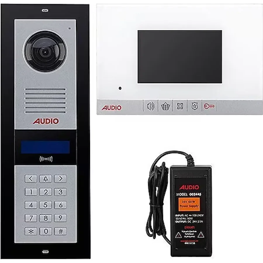 Audio 001180 4.3 inç 8 Daire Şifreli Panelli Görüntü Diafon Paketi