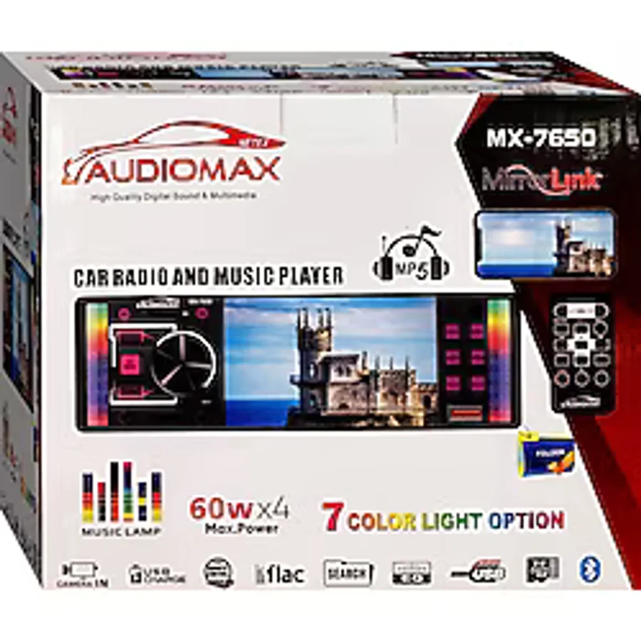 AUDİOMAX Araba Oto Teyp AMBİYANS Ekranlı Bluetooth-mp5-mp4-usb-sd 60x4 RİTİM IŞIKLI RGB Uyumlu