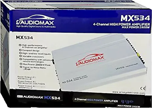 Audiomax MX-534 3000 W 4 Kanal Oto Amplifikatör