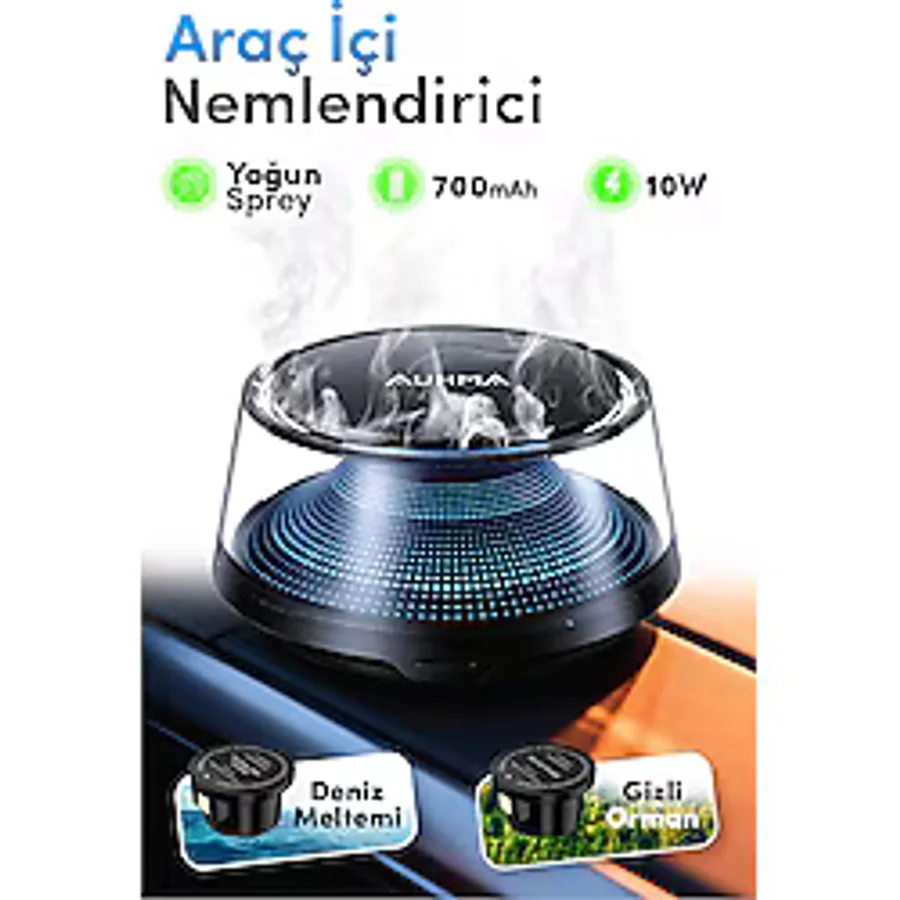auhma AF-12 Araç İçi Nemlendirici & Koku Makinesi Nano Mist Sessiz Çalışma Aromaterapi Difüz