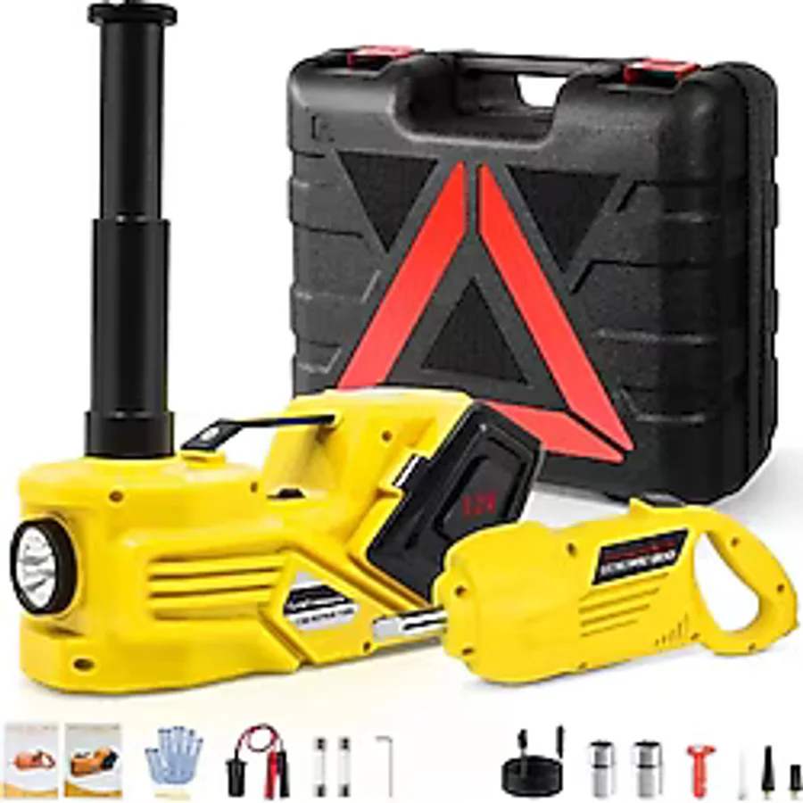 Auhma AHJ-01 5 Ton Elektrikli Hidrolik Kriko Seti - Hava Pompası 4'ü 1 Arada Araba Tamir Kiti