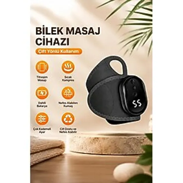 Auhma AMG40 Şarj Edilebilir Akıllı Isıtmalı Masaj Aleti 3 Kademeli Titreşim 5 Kademeli Isı Ayarlı Bileklik - Siyah