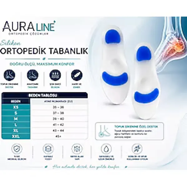 Aura Line Tam Ortopedik Anatomik Silikon Ayakkabı Tabanlığı