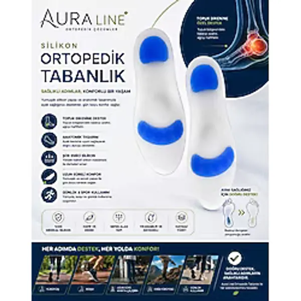 Aura Line Tam Ortopedik Anatomik Silikon Ayakkabı Tabanlığı - XS
