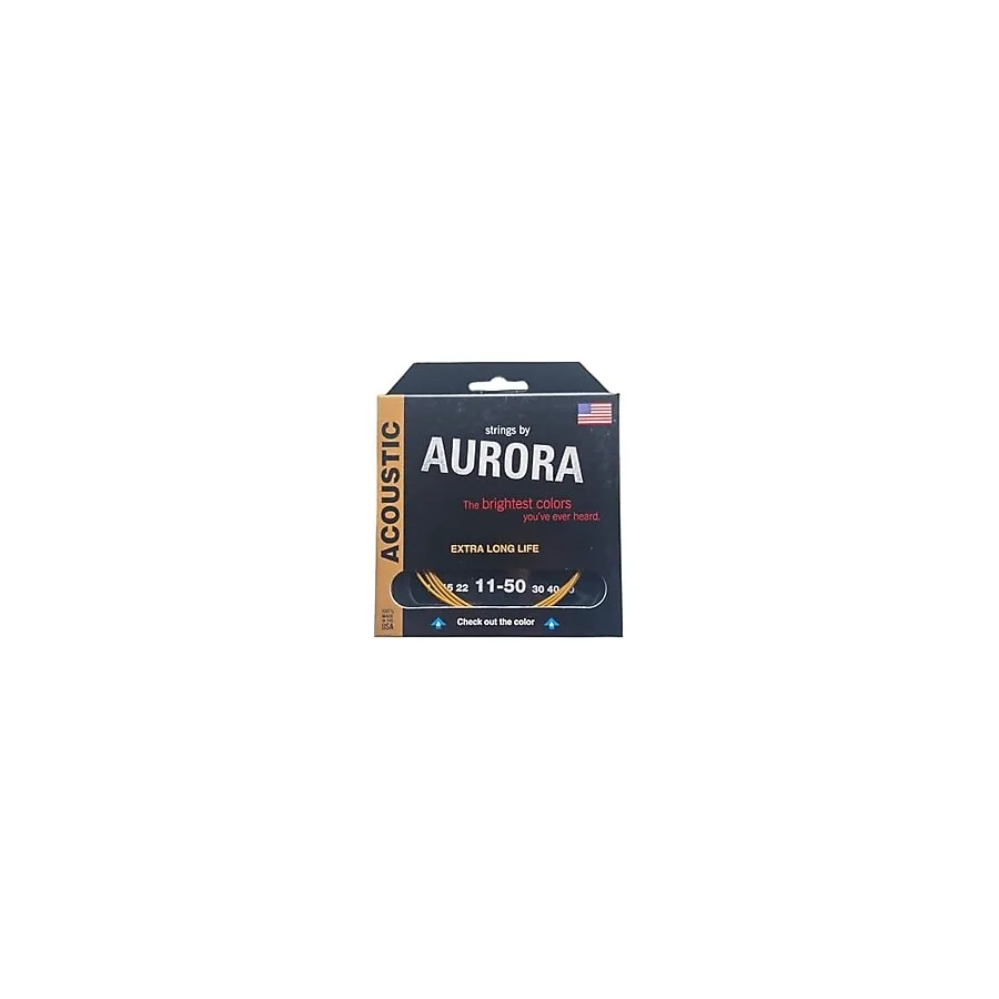 Aurora Premium Akustik Gitar Telleri 11-50, Sarı Renk Akustik gitar tel