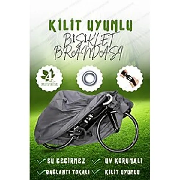 AutoEN KİLİT UYUMLU GRİ BİSİKLET BRANDASI (SU GEÇİRMEZ)