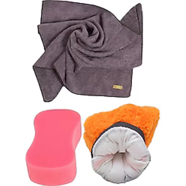AutoFresh Oto Yıkama Araba Kurulama Araç Cam Temizlik 3'lü Mikrofiber Bez Eldiven Yıkama Seti