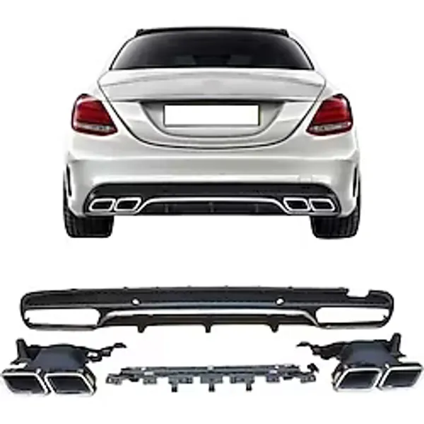 Autogp Mercedes W205 C63 Arka Tampon Difüzörü Ve Egzoz Ucu Seti Amg 2014+