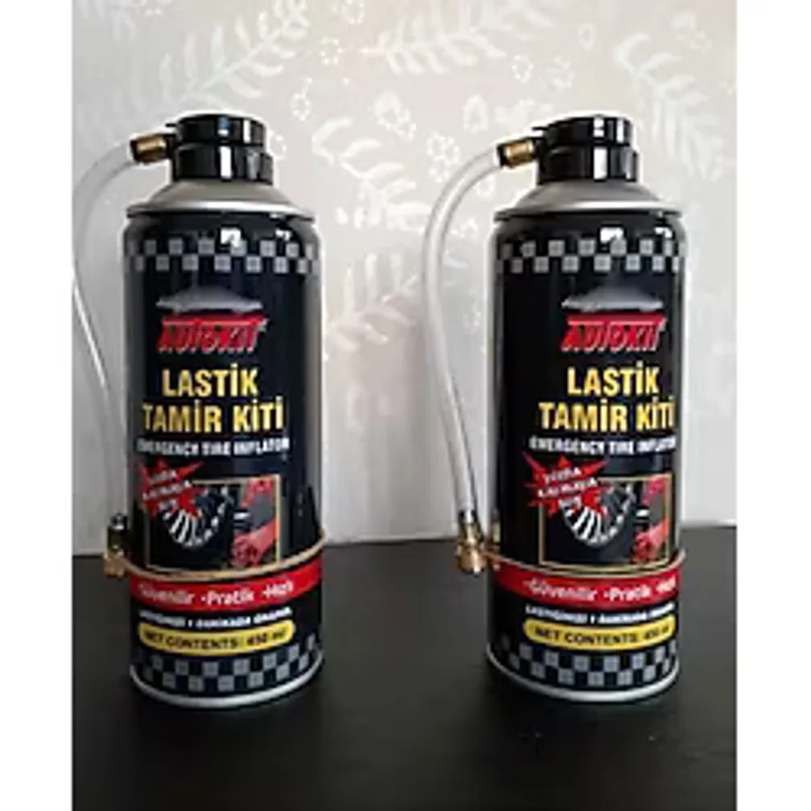 Autokit 2 Adet Lastik Tamir Köpüğü Sprey Kiti 450 Ml-acil Lastik Şişirici