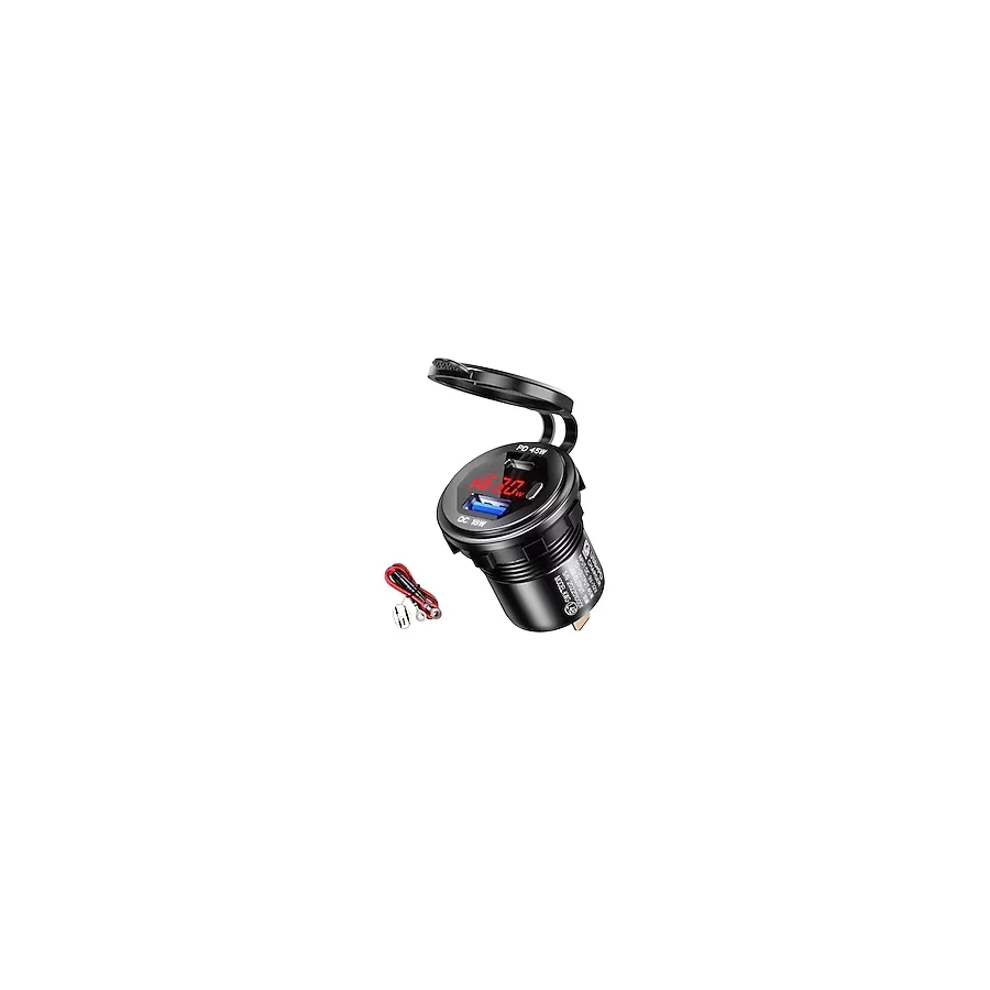 Autoline 12-24volt Araç/tekne/motosiklet İçin (quick)hızlı Şarj Voltmetre Usb/type C Portlu