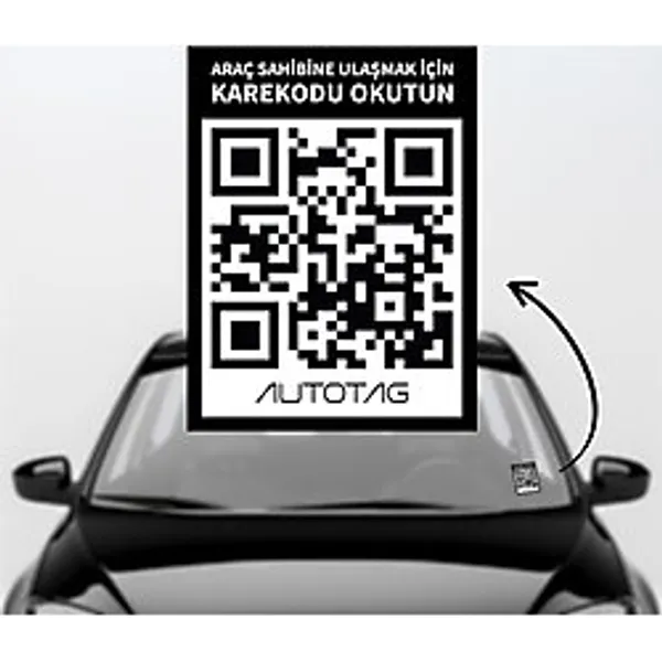 Autotag Qr Kodlu Akıllı Araç Etiketi - Karekod Numaratör - Içten Yapıştırmalı Cam Etiket - Genel