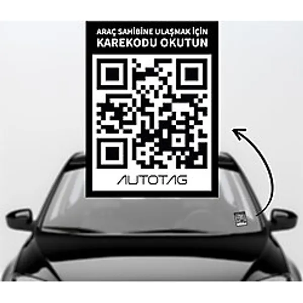 Autotag Qr Kodlu Akıllı Araç Etiketi - Karekod Numaratör - Içten Yapıştırmalı Cam Etiket - Standart